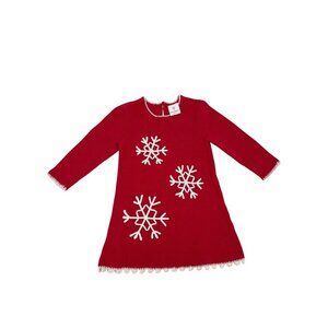 Hanna Andersson Red & White Snowflake Dress Size 80 100% Cotton Toddler Outfit